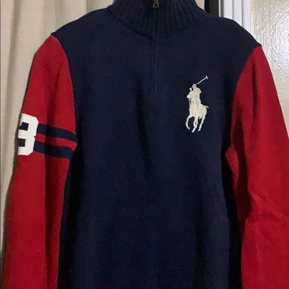 Polo Ralph Lauren Boys Big Pony zip front sweater.